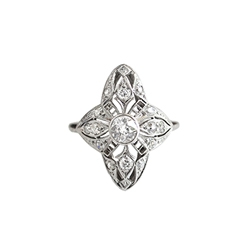 Edwardian 1920's Vintage .61ct t.w. Old European Cut Diamond Engagement Anniversary Cocktail Ring Platinum