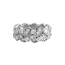 Estate Vintage Hearts On Fire 1.80ct t.w. Ideal Cut Eternity Diamond Double Leaf Band Ring Platinum