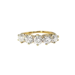 Art Nouveau Antique 1900's Old European Cut Diamond Five Stone Anniversary Ring 18k Yellow Gold