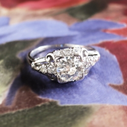 Art Deco 1930's GIA Certified Diamond Engagement Wedding Anniversary Ring Platinum