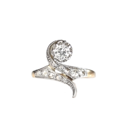 Antique Art Nouveau 1900's Old Mine Cut Rose Cut Diamond Ring 18k Gold Platinum