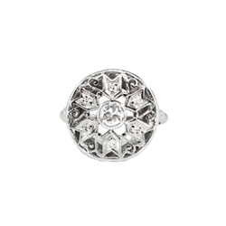 Art Deco Vintage 1930's Old European Cut Diamond Filigree Engraved Engagement Wedding Anniversary Platinum Ring