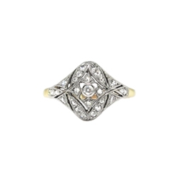 Antique Art Nouveau 1910 Diamond Cocktail Anniversary Engagement Ring 18k Gold