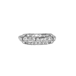 Art Deco 1930's Vintage Old Cut Diamond Wedding Engagement Stacking Band Ring Platinum