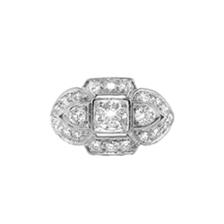 Art Deco Vintage 1930's Old Transitional Cut Diamond Engagement Anniversary Cocktail Platinum Ring