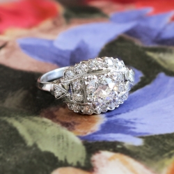 Art Deco Vintage 1930's Old European Cut Diamond Engagement Wedding Anniversary Ring Platinum