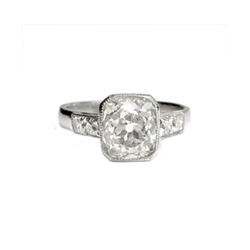 Antique Edwardian Cushion Cut Diamond Engagement Ring Circa 1920's Platinum Wedding Anniversary Ring