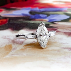 Vintage Marquise Diamond Ring Circa 1970's .96ct t.w. Wedding Engagement Anniversary Bridal Platinum Ring