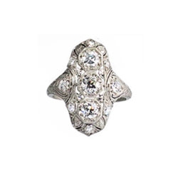 Gorgeous 1.25ctw Art Deco Navette Diamond Platinum Ring
