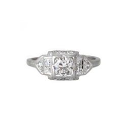Enchanting Art Deco Old European Cut Platinum Engagement Ring