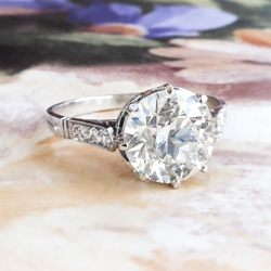 Edwardian Engagement Ring 2.31ct t.w. 1915 Antique Old European Cut Diamond Filigree Wedding Anniversary Solitaire Ring Platinum