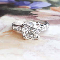 Antique Diamond Engagement Ring Edwardian 2.03ct t.w. French Cut Old European Cut Engagement Wedding Anniversary Ring Platinum