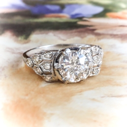 Art Deco 1.10 ct. tw. Diamond Engagement Ring Platinum