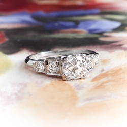 Classic Retro Five Diamond .65 ct.tw. Engagement Ring in Platinum