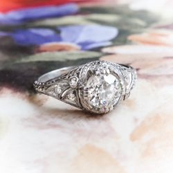 Art Deco Filigree Diamond Engagement Ring .80ct.tw. in Platinum