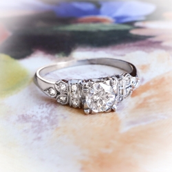 Art Deco Old European Cut .50ct. tw. Diamond Engagement Ring Platinum