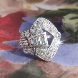 Art Deco 1.48ctw. Diamond Buckle Ring in Platinum