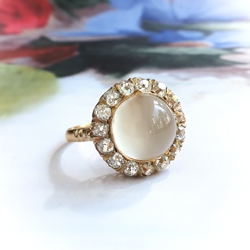 Estate Victorian Style 6.66ct.tw. Moonstone Diamond Halo Ring 18K