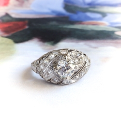 Art Deco .82 ct.t.w.Diamond Engagement Anniversary Ring Platinum