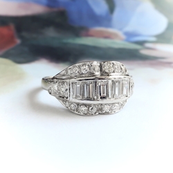 Art Deco 1.33ct. Diamond Anniversary Cocktail Ring Platinum