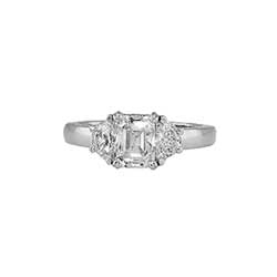 Gorgeous 2.03ct t.w. Emerald Cut Three Stone Diamond Engagement Ring Platinum