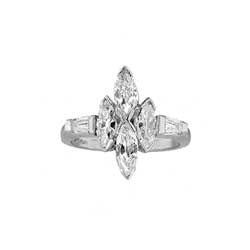 Fun 1930s 1.53ctw Marquise & Baguette Diamond Ring Platinum