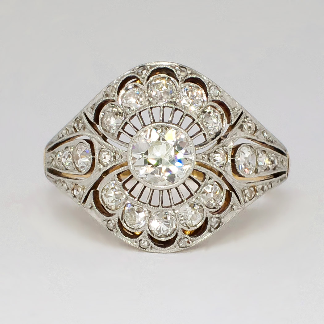 Art Nouveau 1900's Russian 1.41ct t.w. Lacey Old European Cut Diamond ...