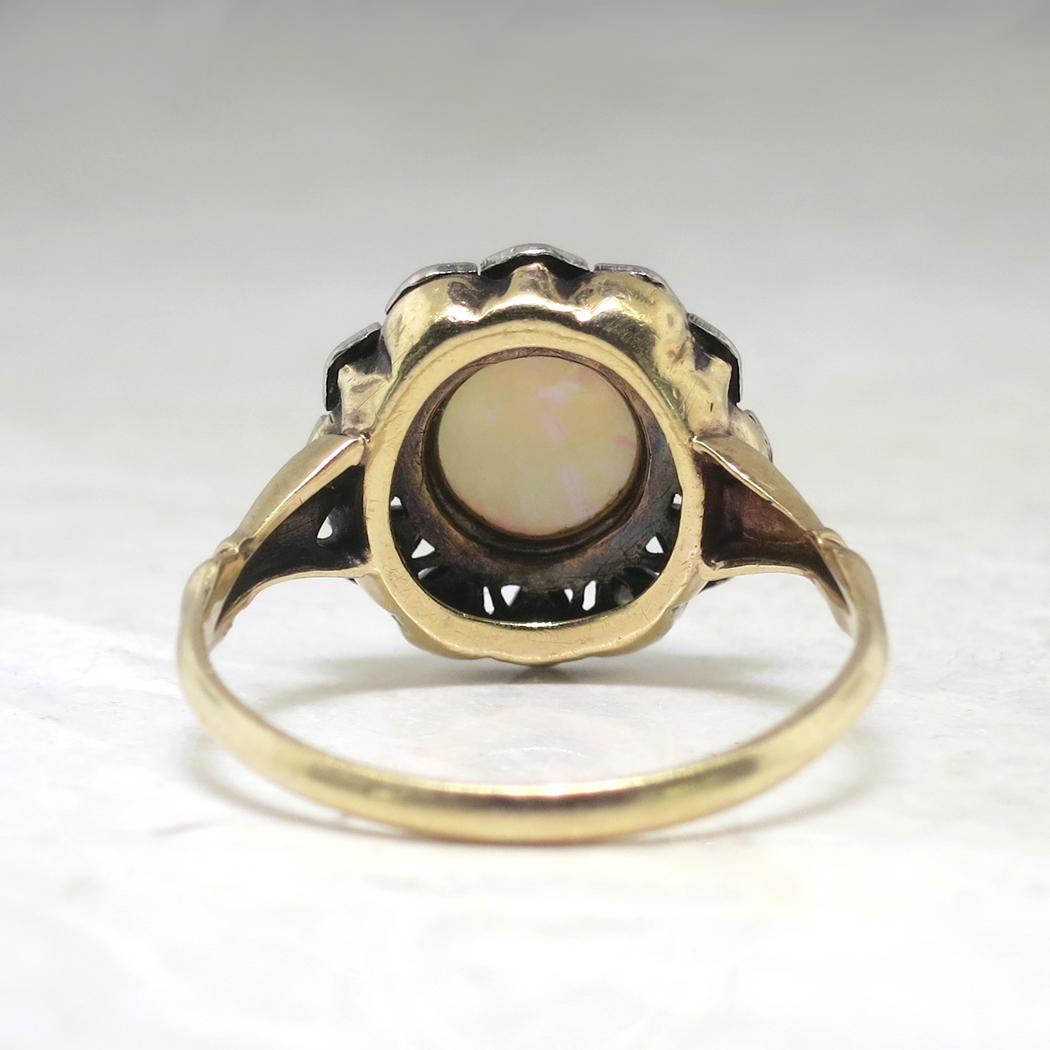 Retro Vintage 1950's 1.06ct t.w. Natural Opal & Diamond Halo Ring 10k ...