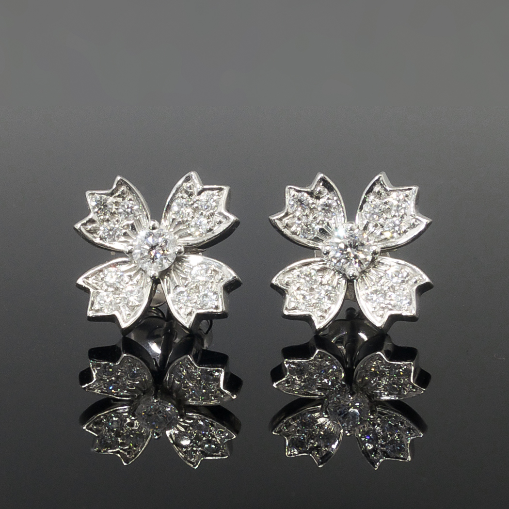 Estate Tiffany & Co. .70ct t.w. Diamond Floret Snowflake Stud Earrings ...