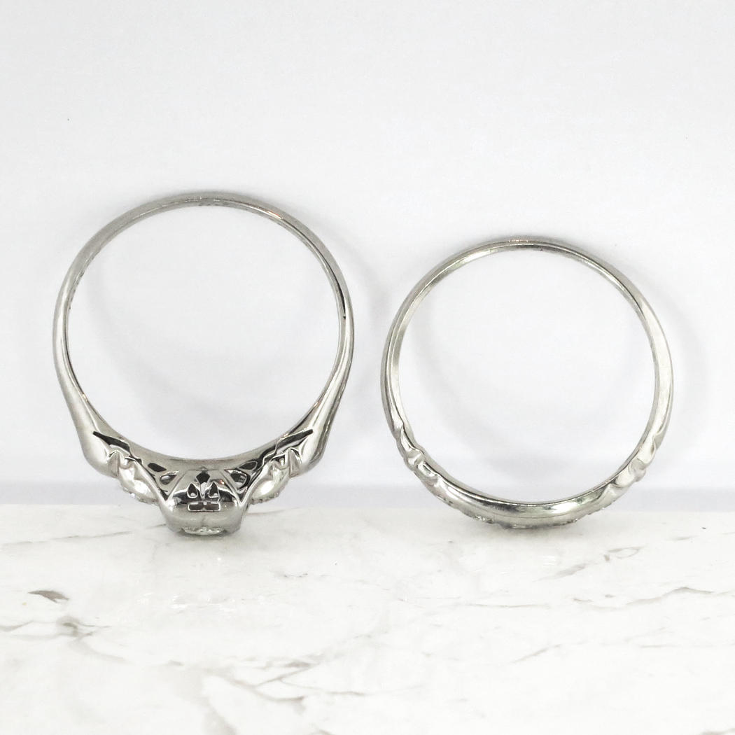Art Deco 1930�s Engagement Wedding Ring Set .11ct t.w. Old