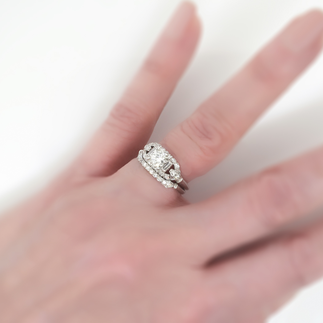Vintage Art Deco 1930�s .81ct t.w. Rare Engagement Wedding