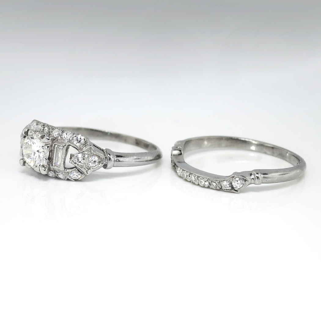 Vintage Art Deco 1930�s .81ct t.w. Rare Engagement Wedding