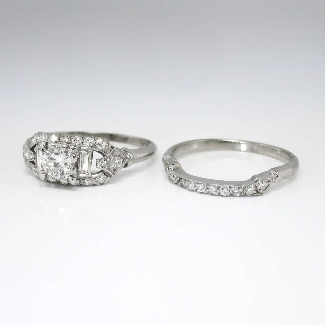 Vintage Art Deco 1930�s .81ct t.w. Rare Engagement Wedding