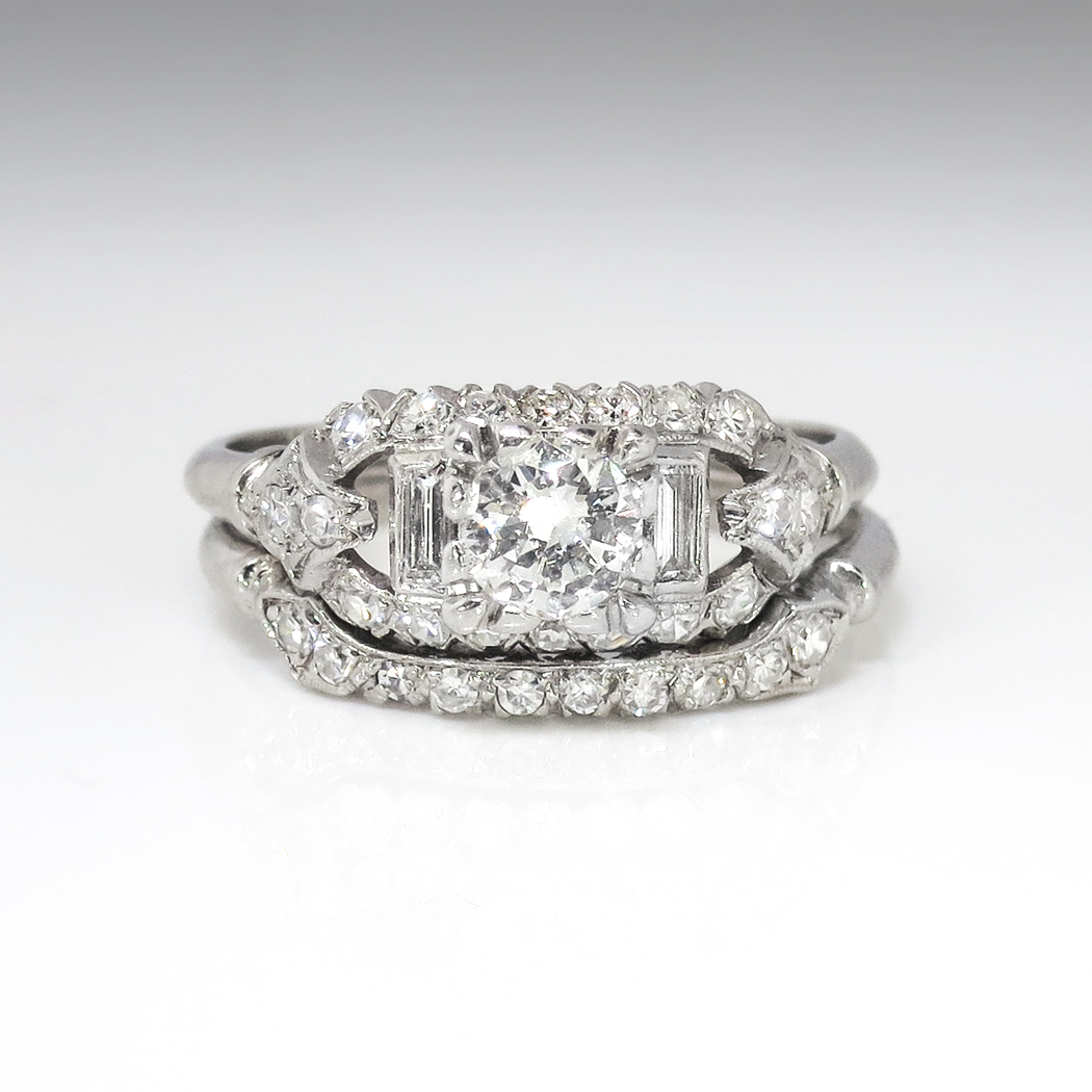 Vintage Art Deco 1930�s .81ct t.w. Rare Engagement Wedding