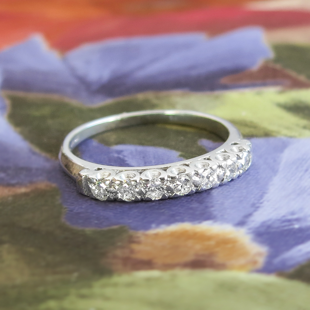 Vintage Retro 1950's Diamond Wedding Stacking Band .35ct t.w. 7 Stone ...