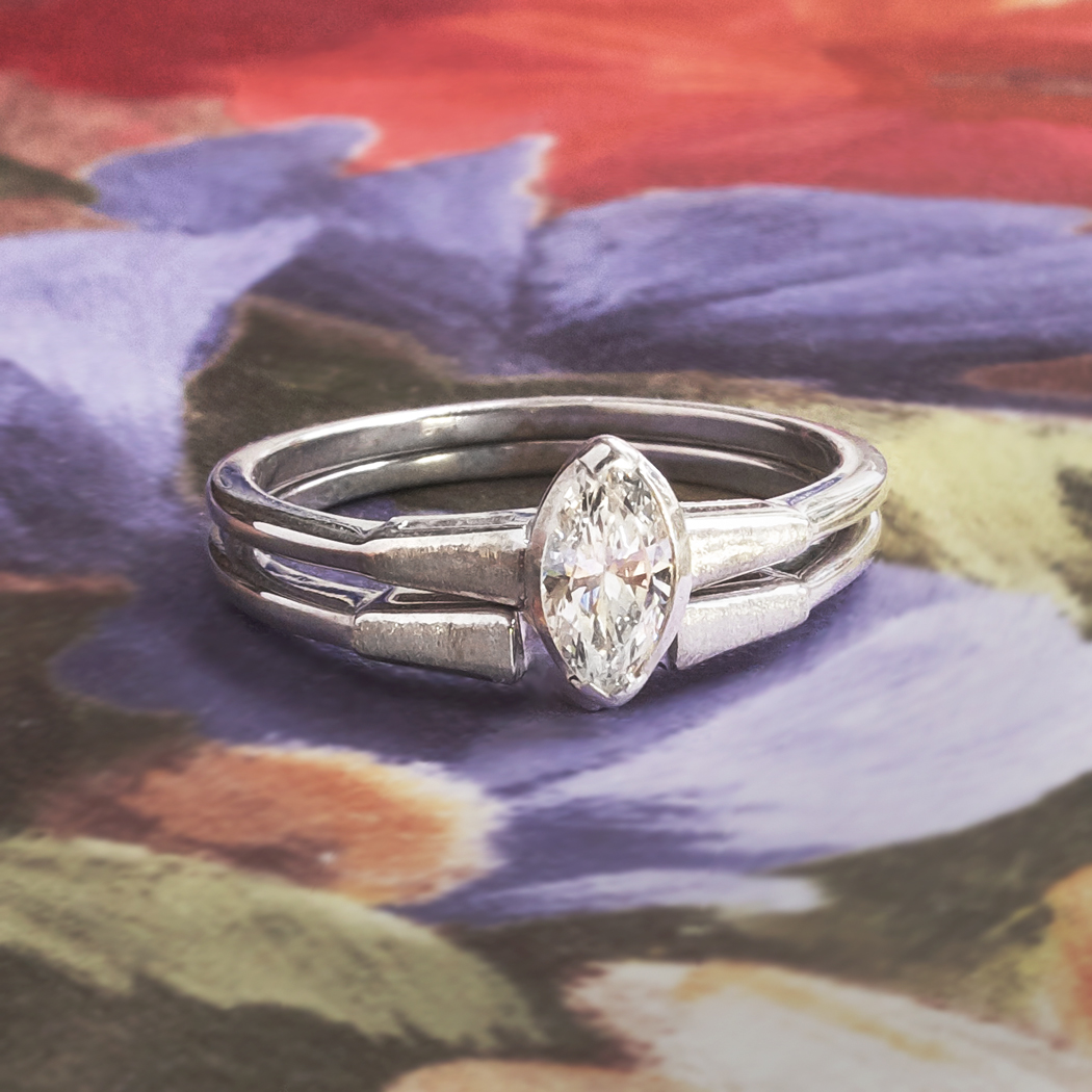 Vintage 1960�s .40ct Marquise Diamond Wedding Ring Band