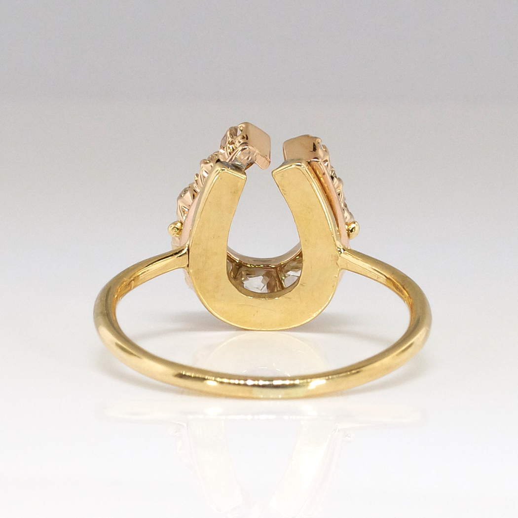 Antique Victorian 1880's .80ct t.w. Old Mine Cut Diamond Horseshoe Ring — free download