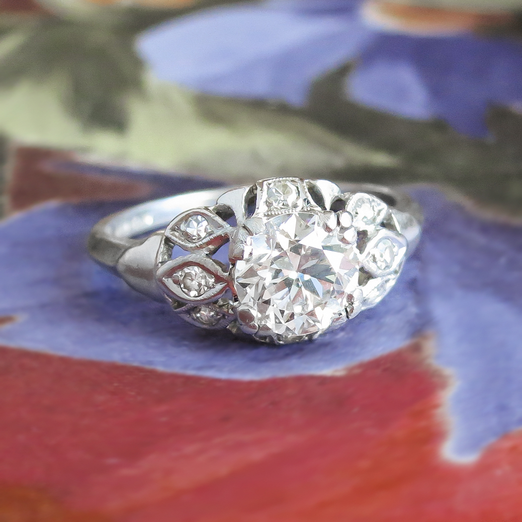 Beautiful 1.12ct t.w. 1930's Old European Cut Diamond Engagement Ring ...