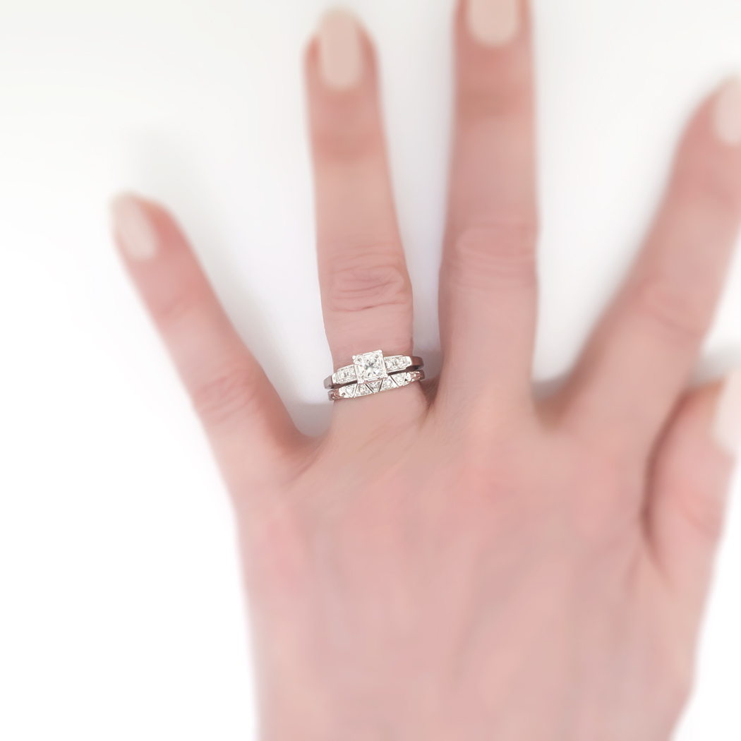 1940s Art Deco Platinum & 1.45 CTW OMC Diamond Engagement, Wedding Rin –  Olde Towne Jewelers
