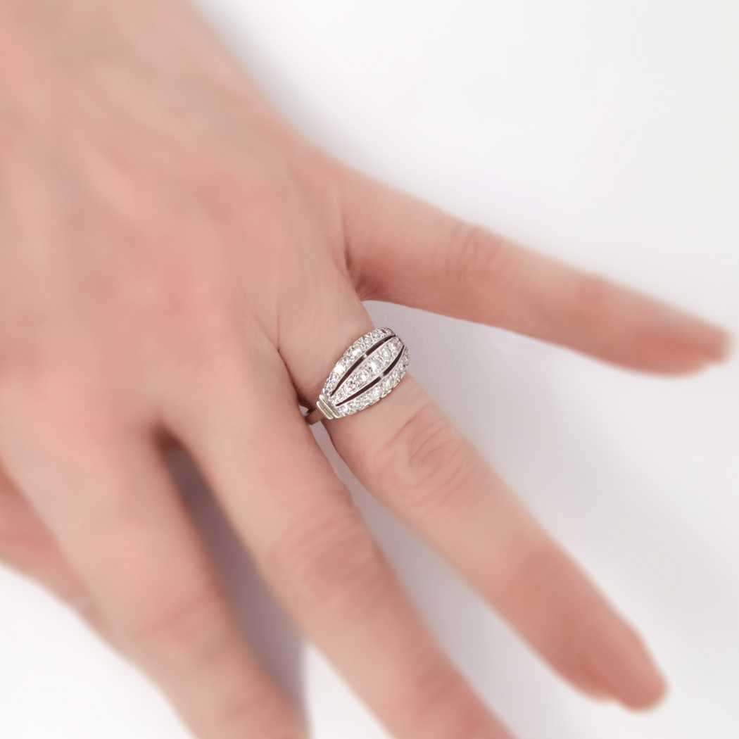 Retro Vintage 1940's Three Row Diamond Vintage Wedding Stacking ...