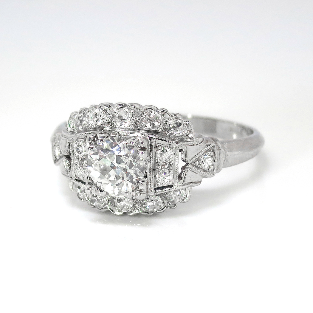 Art Deco Vintage 1930's Old European Cut Diamond Engagement Wedding ...
