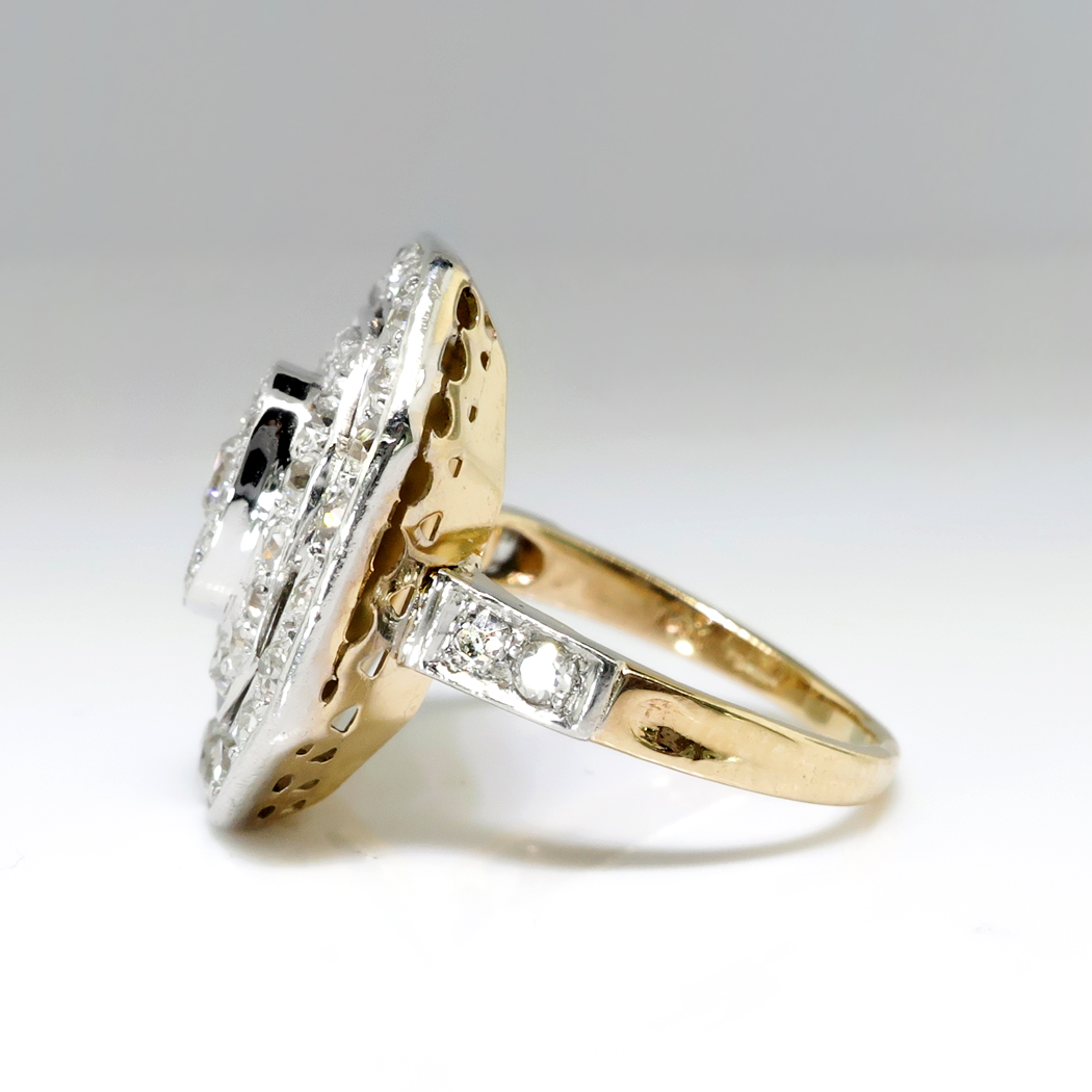 Vintage Diamond Engagement Ring Circa 1950's Retro Triple Halo Wedding ...