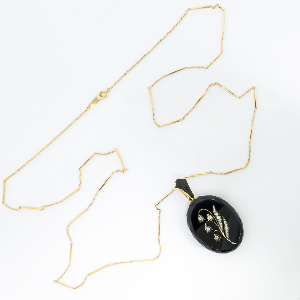 Antique Victorian Gold Filled Enamel Water Lily Monogram Locket Pendant  Necklace - Ellis Antiques