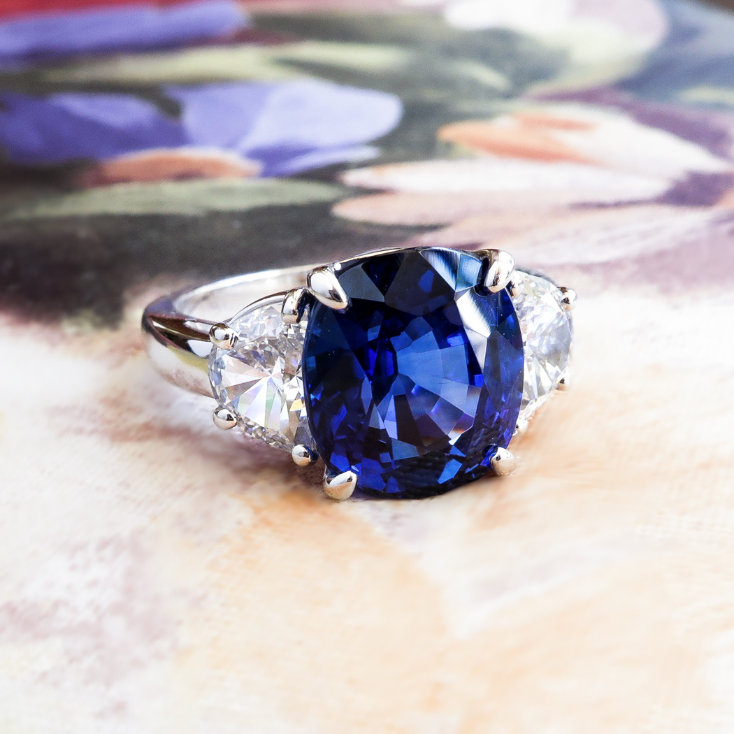 Vintage Sapphire Diamond Ring 661ct Tw Estate Blue Sapphire And Half