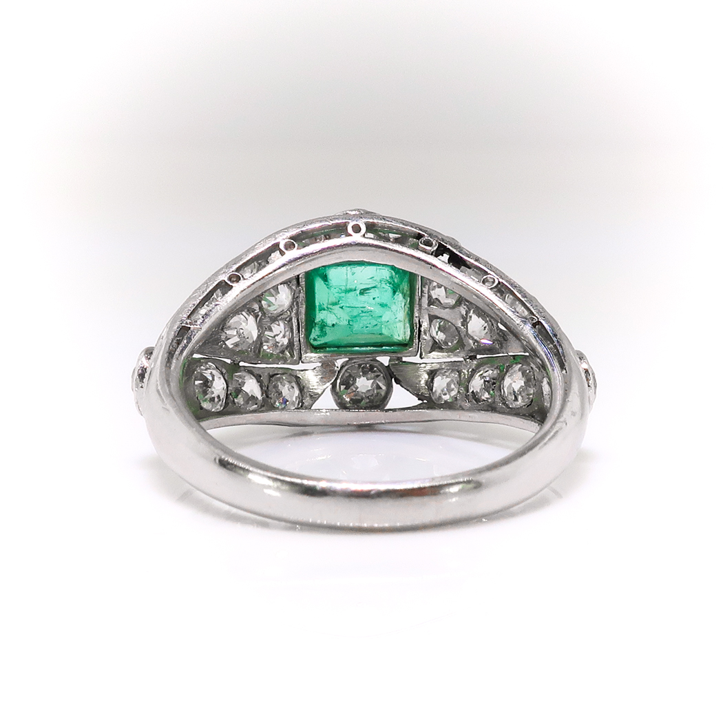 1930s Emerald + CZ Ring
