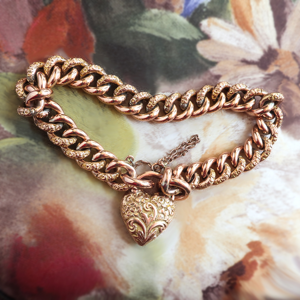 Early Victorian Link Bracelet with Heart Locket Closing at 1stDibs