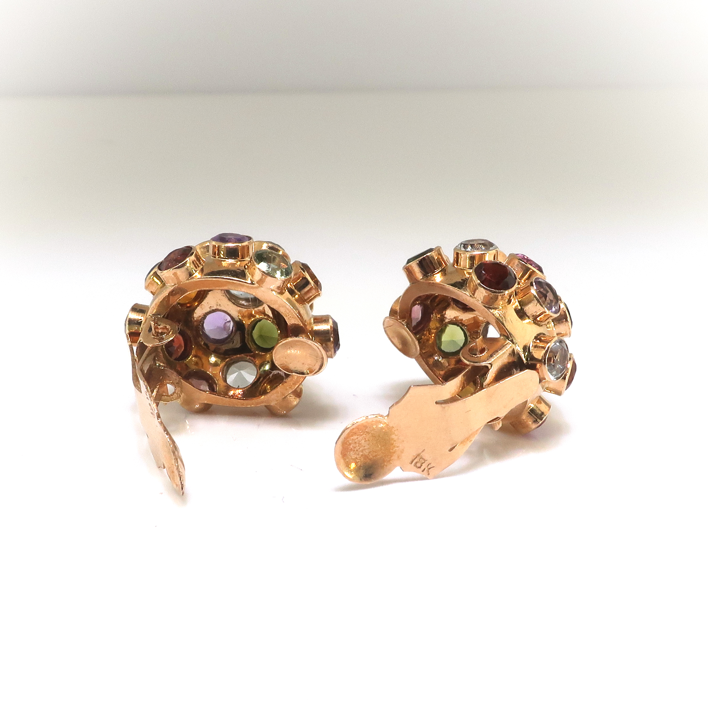 Vintage Gemstone Sputnik Earrings 6.78ct t.w. 1960's MultiGemstone