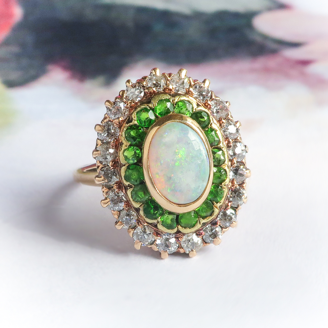 Antique Opal Green Garnet Ring Circa 1900's 2.53ct t.w. Art Nouveau ...