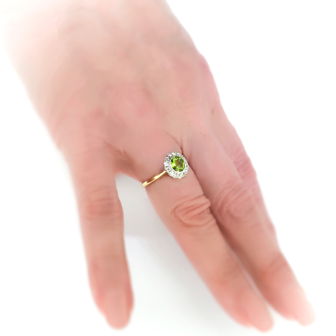 Edwardian Peridot Diamond Ring Circa 1900's 1.42ct t.w. Antique Halo ...