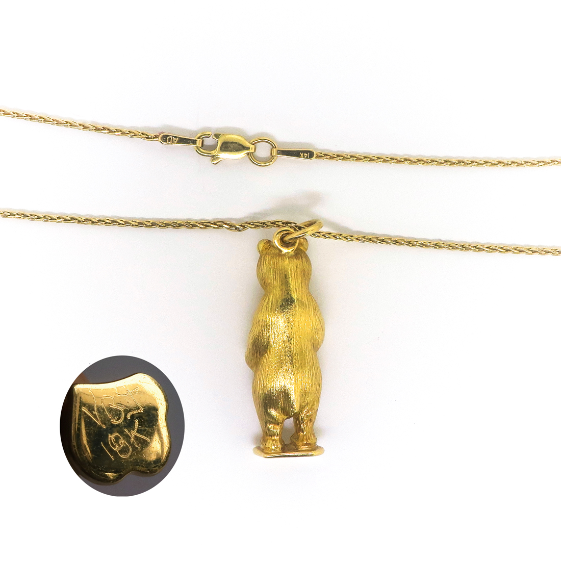 14k Solid Gold Teddy Bear Pendant on Solid Gold 18 Chain - Etsy